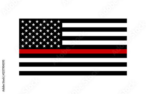 Thin Red Line US Flag. Black American flag with red line