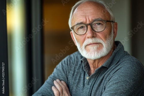 Stressed senior man worrying about illness cancer