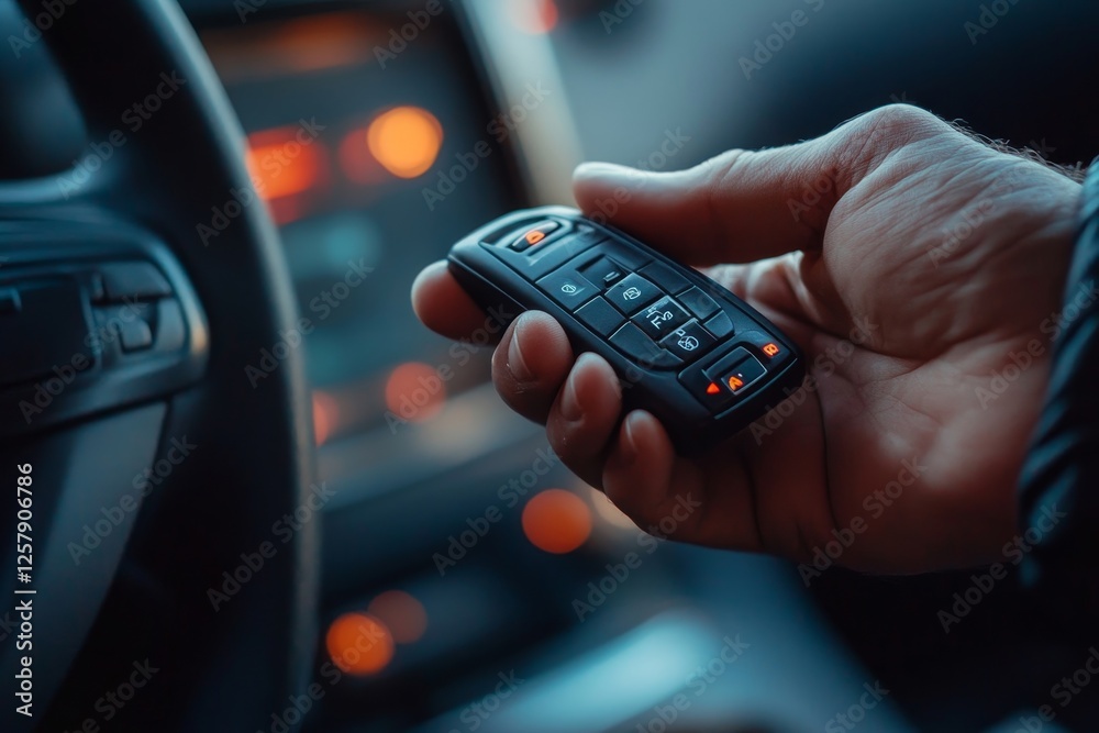 Obraz premium transportation rental automotive business concept. Close up hands of rental auto agent giving car remote key to client to travel sightseeing