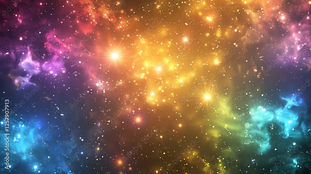 Fototapeta premium A cosmic background with swirling, blue, green, and pink light.