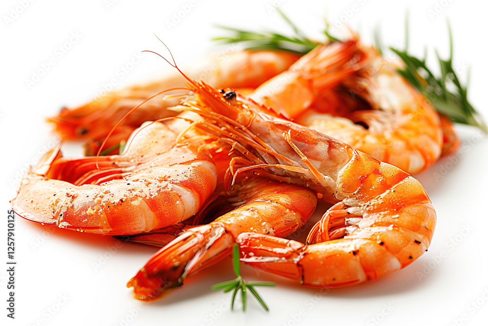 Shrimp boiled in bulk, white background isolate. Sea orange food, culinary ingredient shellfish. Shrimp boiled in bulk, white background isolate. Sea orange food, culinary ingredient shellfish.