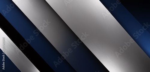 Modern gray and blue 3D background with metallic silver and blue diagonal lines