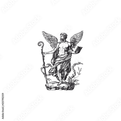 Hermes ancient greek mythology design vector template logo illustration