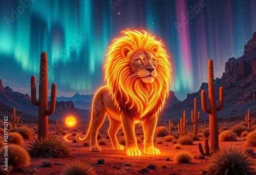 lion in the night photo