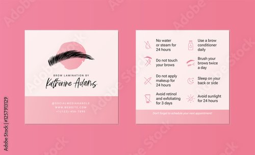 Brow Lamination Aftercare instruction card