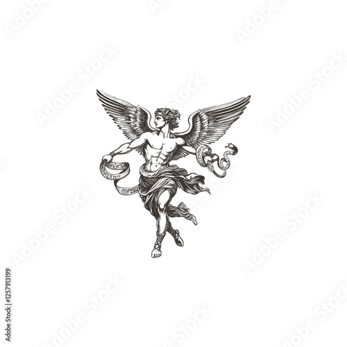 Hermes ancient greek mythology design vector template logo illustration