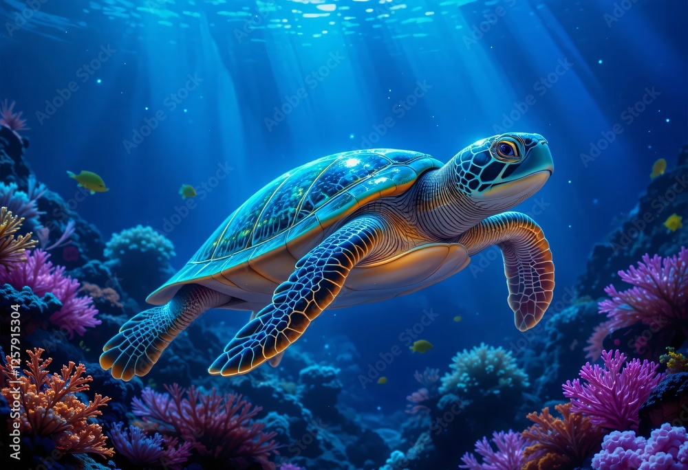 Fototapeta premium green sea turtle swimming