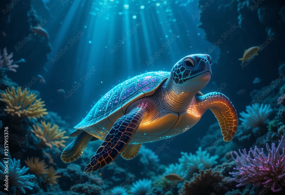 Fototapeta premium sea turtle swimming in sea