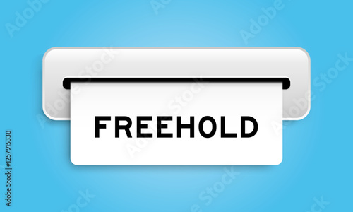 White coupon banner with word from freehold machine on blue color background