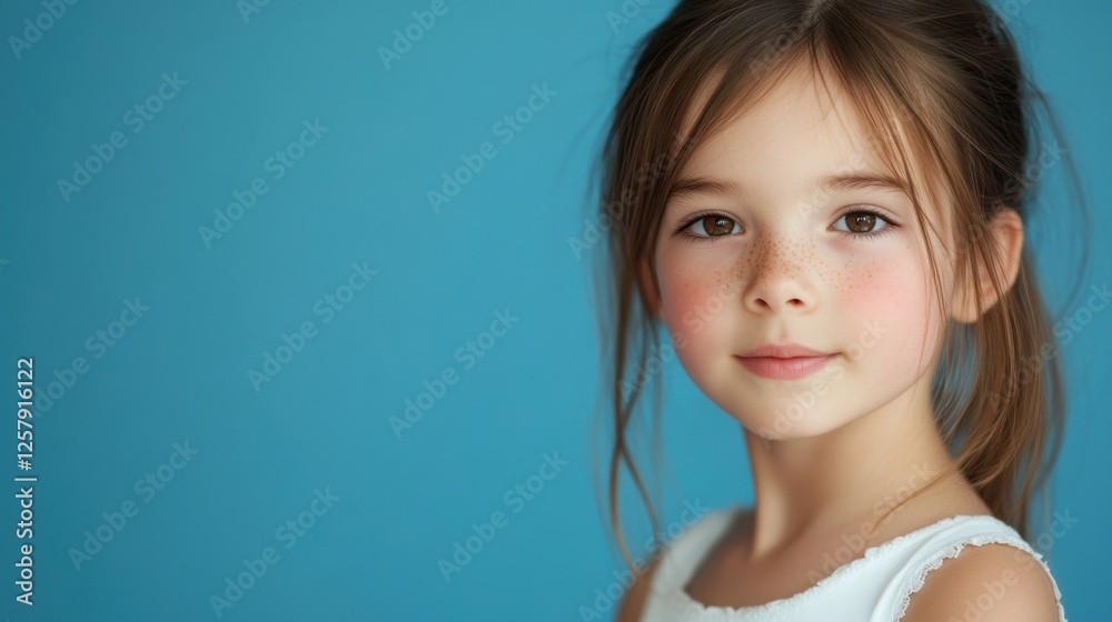 cute little girl with freckles portrait cute little girl with freckles portrait