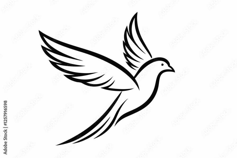 One-Line Pigeon in Flight – Elegant Black Silhouette Vector Icon, pigeon symbol Of silhouette vector illustration. One-Line Pigeon in Flight – Elegant Black Silhouette Vector Icon, pigeon symbol Of silhouette vector illustration.