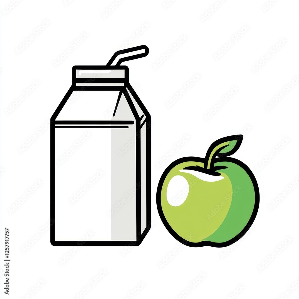 Healthy Drink and Apple Illustration Healthy Drink and Apple Illustration