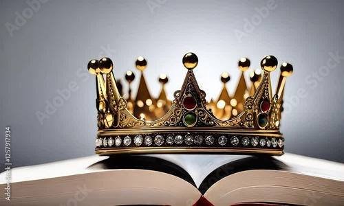 Golden Crown Resting on an Open Book