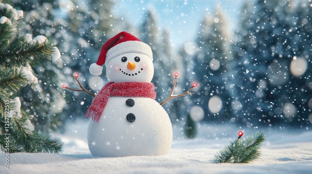 Cheerful Snowman in Winter Wonderland Cheerful Snowman in Winter Wonderland