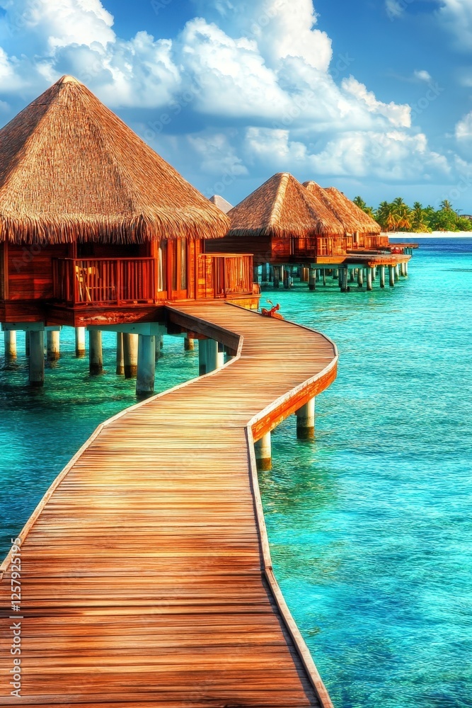 bungalow on the ocean. Selective focus bungalow on the ocean. Selective focus