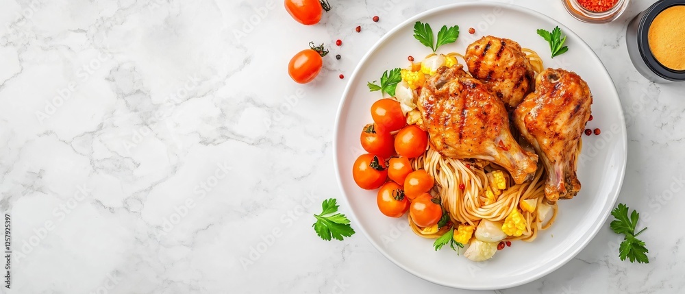 Mouthwatering Chicken with Noodles and Fresh Vegetables Mouthwatering Chicken with Noodles and Fresh Vegetables