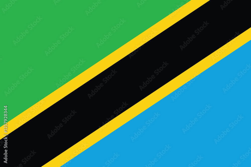 Flag of Tanzania. Tanzania flag official colors and proportion digital vector illustration Flag of Tanzania. Tanzania flag official colors and proportion digital vector illustration