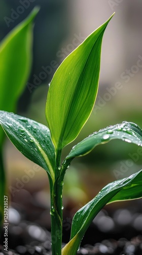 Wallpaper Mural Newly sprouted plant thriving in agrochemically enriched soil under natural sunlight in a garden setting during the spring season Torontodigital.ca