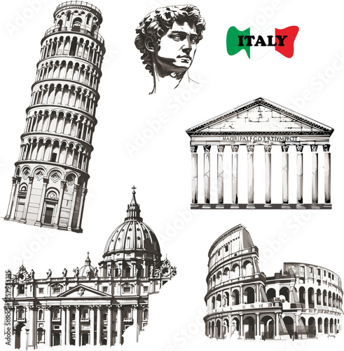 Vector illustration of italy rome icon image, rome architectural beauty icon