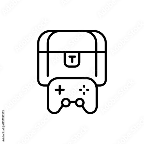 Game chest outline icons, minimalist vector illustration ,simple transparent graphic element .Isolated on white background