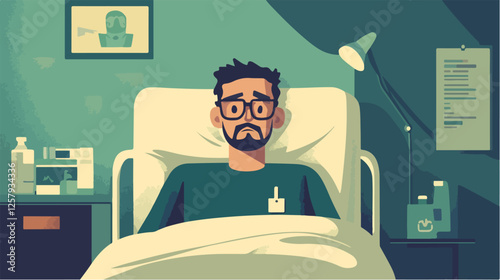 Illustration of a sick person. Flu. Disease.