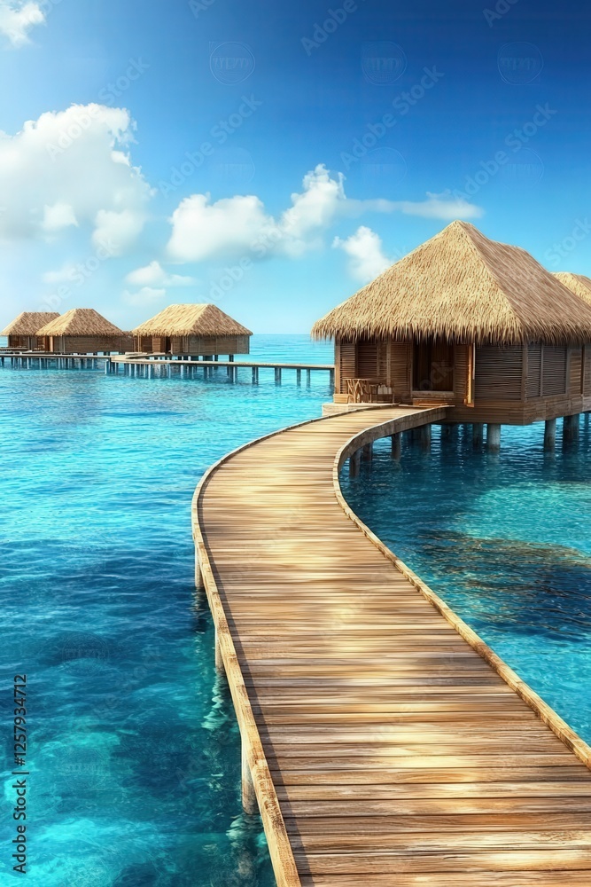 Fototapeta premium bungalow on the ocean. Selective focus