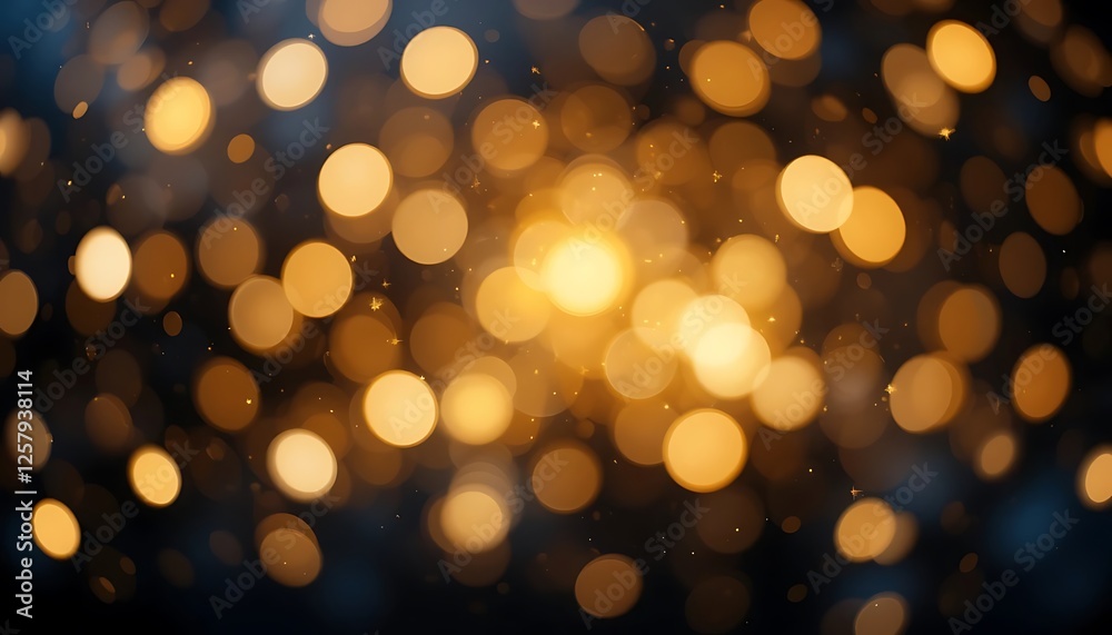 Fototapeta premium Golden Bokeh Lights on Dark Background: Festive and Elegant Design