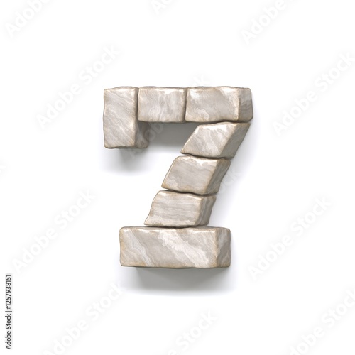 Stone wall font Number 7 SEVEN 3D
