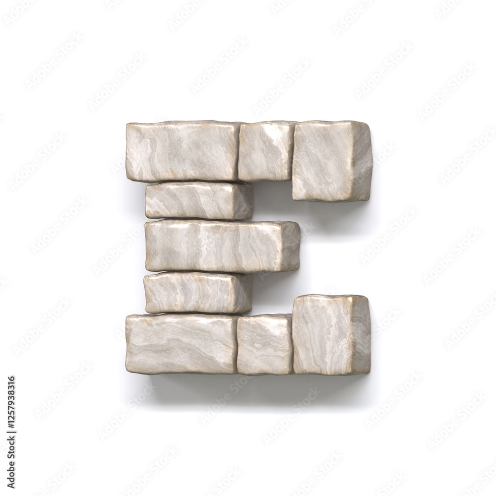 Stone wall font Letter E 3D