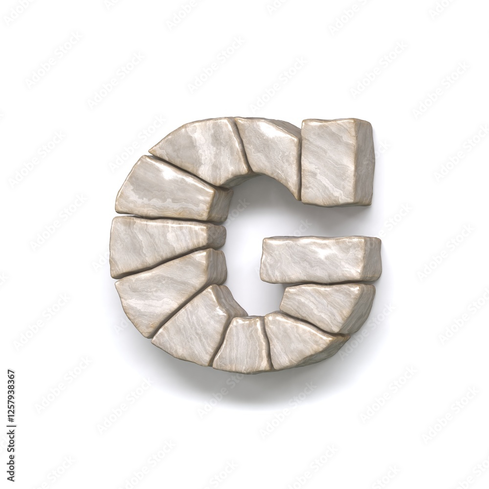 Stone wall font Letter G 3D