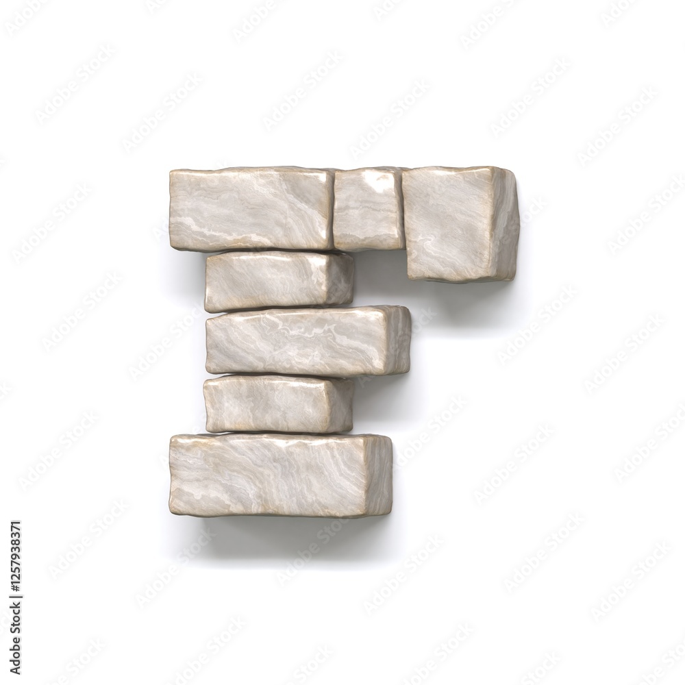 Stone wall font Letter F 3D