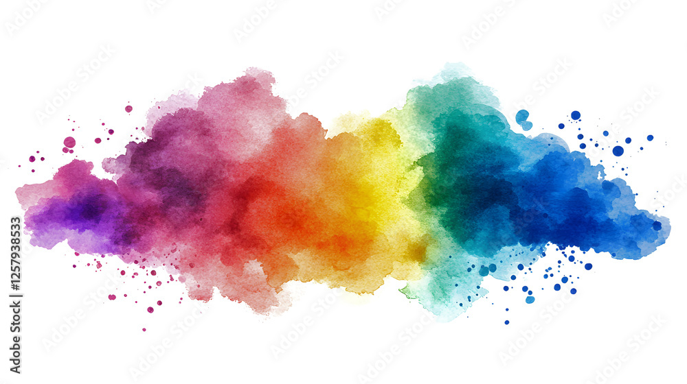 Fototapeta premium Vibrant Rainbow Watercolor Cloud Abstract Art for Creative Projects transparent background