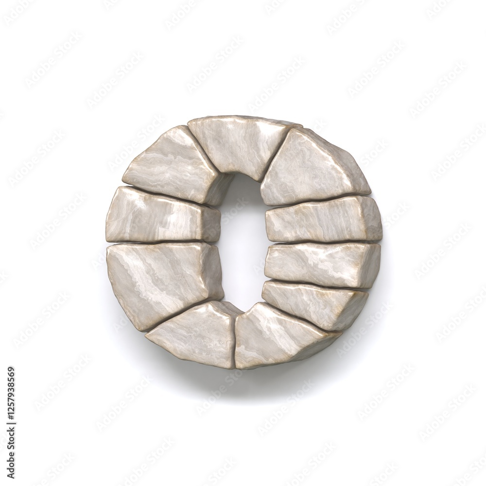 Stone wall font Letter O 3D