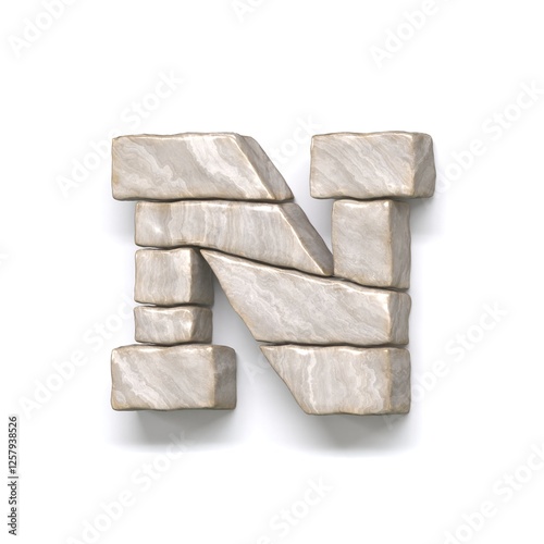 Obraz na płótnie Stone wall font Letter N 3D w salonie