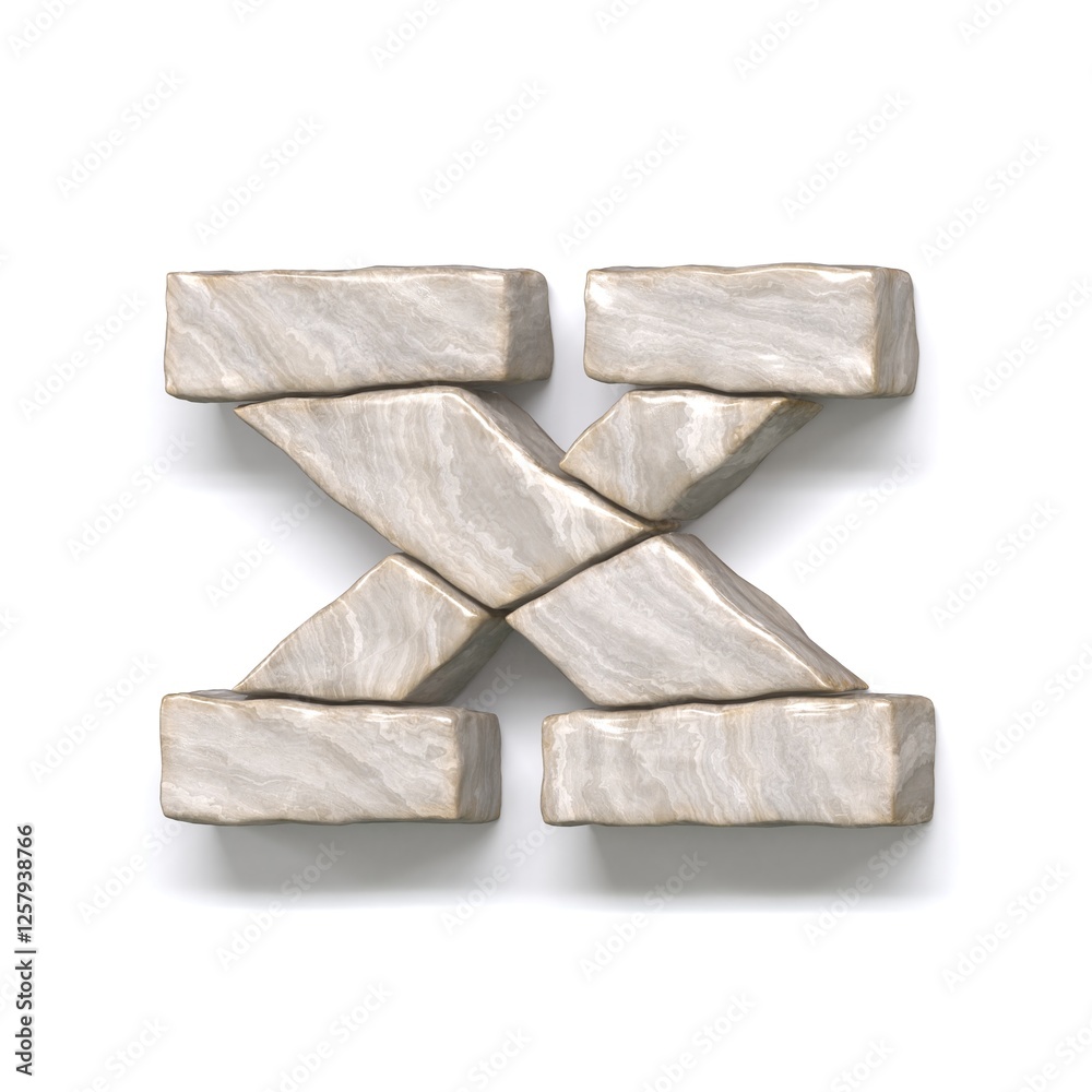 Stone wall font Letter X 3D
