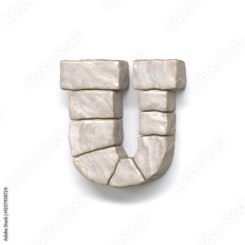 Obraz na płótnie Stone wall font Letter U 3D w salonie