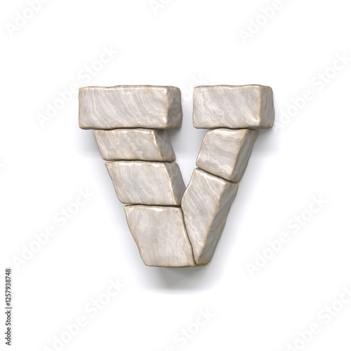 Obraz na płótnie Stone wall font Letter V 3D w salonie