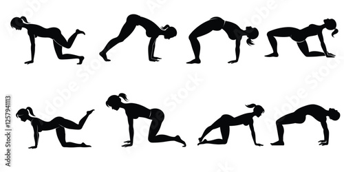 Glute bridge man black silhouette set