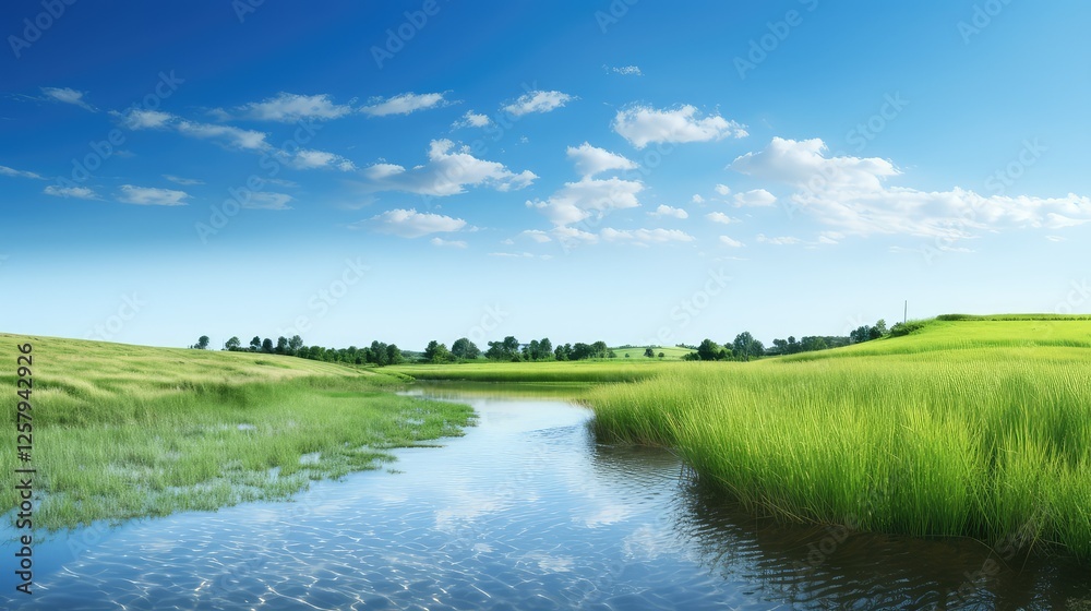 landscape green grass blue skies landscape green grass blue skies