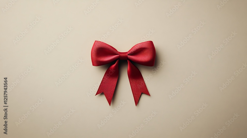 Elegant Red Bow Softly Tied Neutral Background. AI Generated Elegant Red Bow Softly Tied Neutral Background. AI Generated