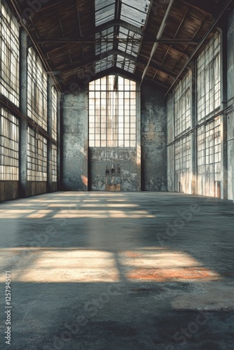 Large Empty Warehouse with Many Windows