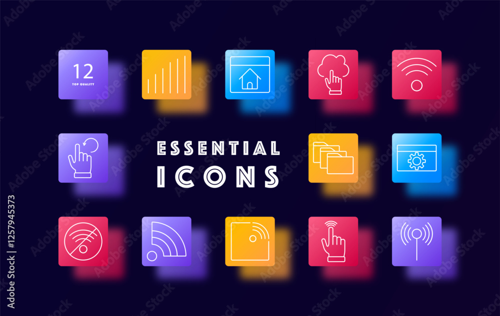 Wireless and connectivity set icon. Growth, smart home, cloud interaction, Wi-Fi, data transfer, remote access, touch interaction, network, wireless communication Wireless and connectivity set icon. Growth, smart home, cloud interaction, Wi-Fi, data transfer, remote access, touch interaction, network, wireless communication