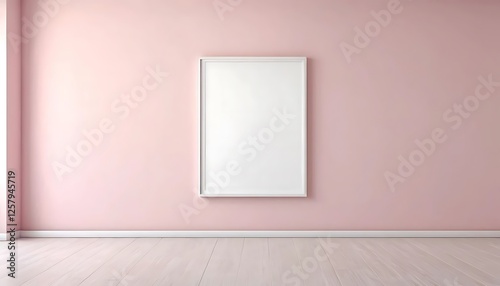 Blank frame mockup on pastel pink wall in minimalist interior design