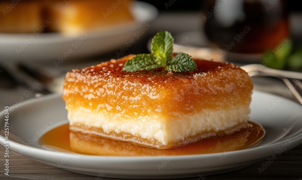 Delicious kanafeh with oozy cheese and fragrant orange blossom syrup Delicious kanafeh with oozy cheese and fragrant orange blossom syrup