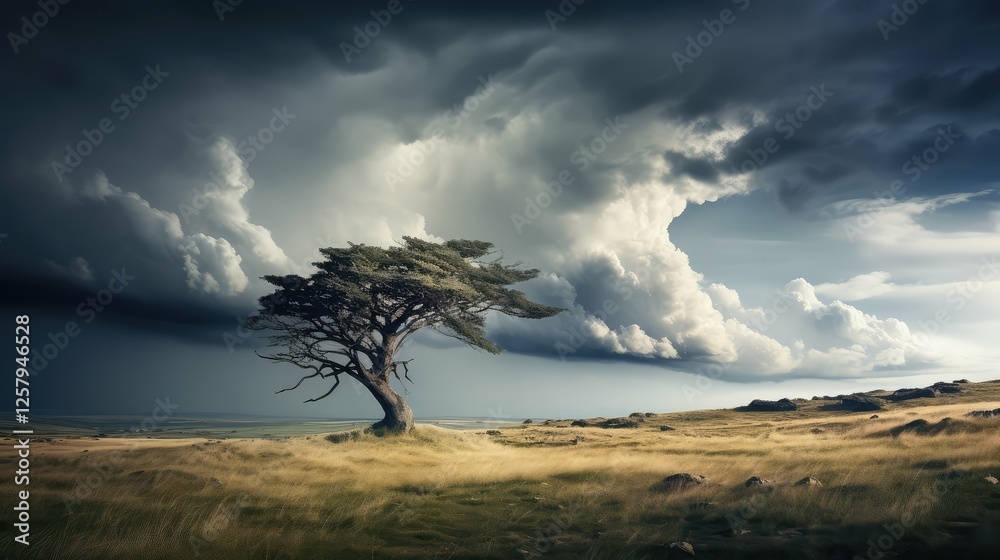 Fototapeta premium storm trees blowing in wind