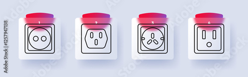 Electrical sockets set icon. European socket, US socket, universal plug, power outlet