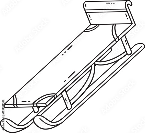 Sledge Isolated Coloring Page for Kids