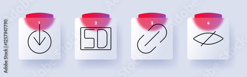Digital interface set icon. Download, SD card, hyperlink, hidden content, data storage, online access, security, multimedia, technology symbols