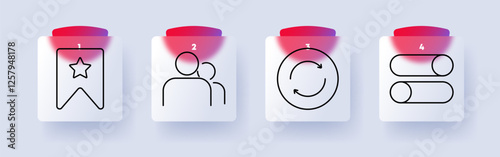 User interface set icon. Bookmark, users, refresh, toggle switch, personalization, settings, customization, interaction, digital tools