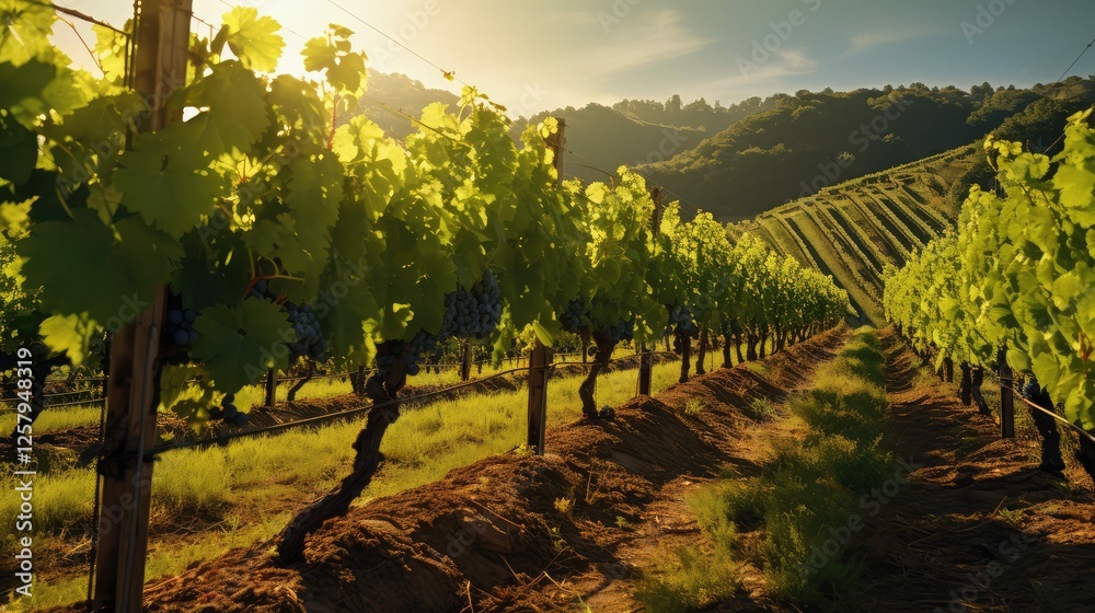 Naklejka premium sunlight green wine